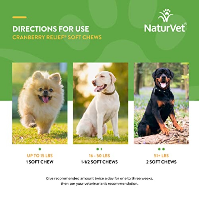 NaturVet – 크랜베리 ​​구호 플러스 에키네시아 – 건강한 요로 및 면역 체계 지원 – 소프트 츄 120정