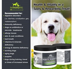 PetVitalityPRO 반려견용 천연 소화 효소 프로바이오틱스 ● 4Bill CFU/2 소프트츄 ● 반려견 설사 배탈 효모 가스 구취 면역 알레르기 피부 가려움증 핫스팟 ● 60개