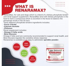 RENARAMAX 고양이와 개를 위한 식이인산염 결합제 및 애완동물을 위한 신장 지원 보충제 분말, 120회 복용량(60.9g) - (Made in U.S.A)