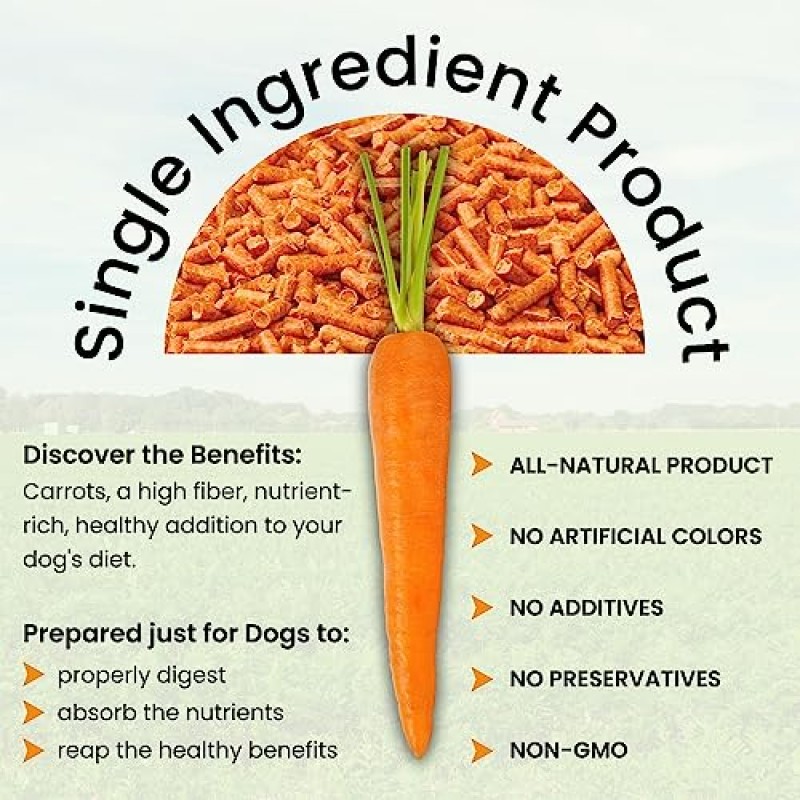 개를 위한 Olewo 오리지널 당근 – 개를 위한 섬유질은 똥을 단단하게 유지하고, 소화를 돕는 개 식품 토퍼, 피부 및 털 지원, 건조 전체 식품 개 종합비타민, 개를 위한 장 건강, 1 lb