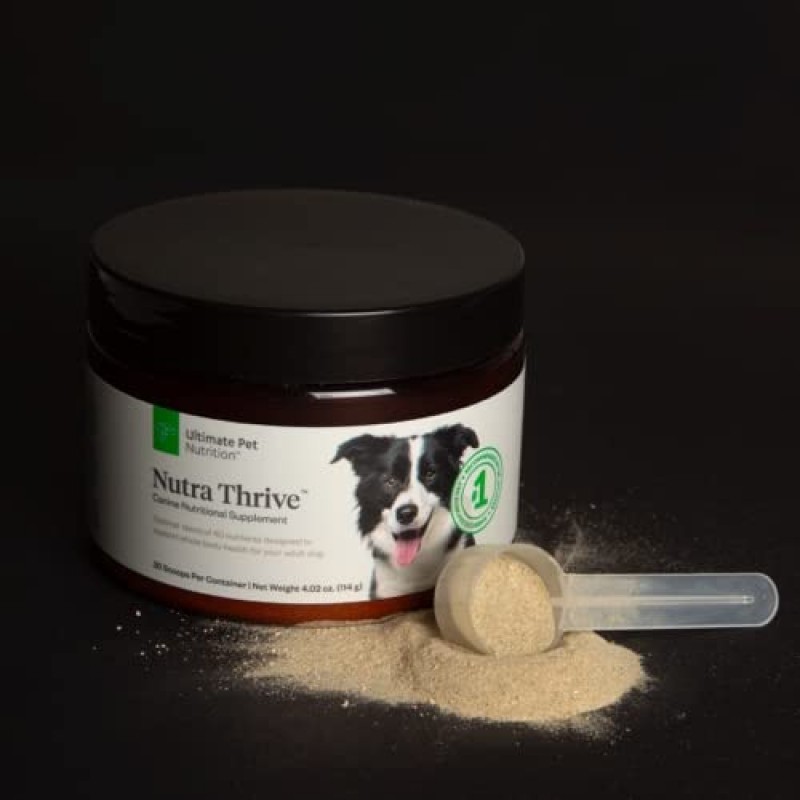 최고의 애완동물 영양 Nutra Thrive™ Canine 40 in 1 강아지용 영양 보충제, 강아지용 분말 보충제, 소화 및 면역 지원 30회분