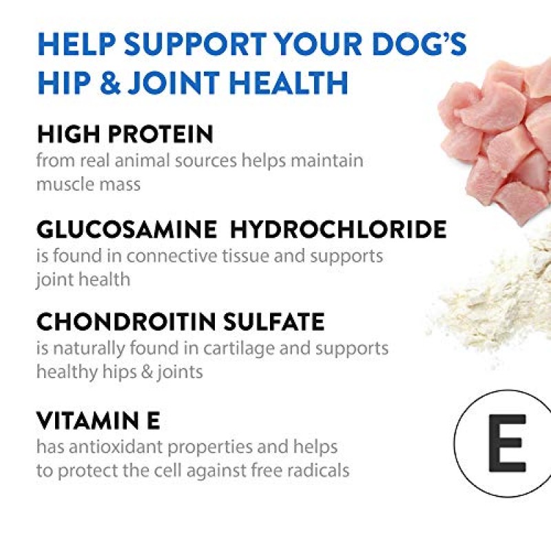 DOGSWELL 힙 앤 조인트 개 간식 100% 고기 함유, 곡물 없음, 글루코사민 콘드로이틴 및 오메가 3, 치킨 소프트 스트립 20온스