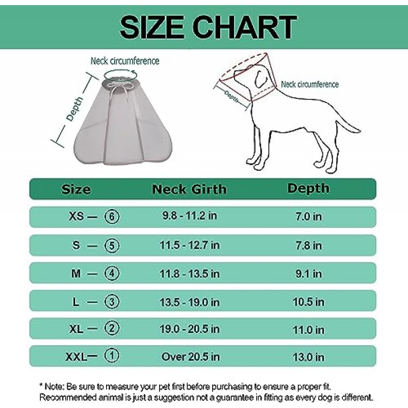 Supet 개 콘 수술 후 대형 중형 개를위한 조정 가능한 애완 동물 복구 칼라 개 보호 콘 칼라