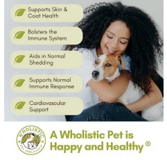 Wholeistic Pet Organics 아마씨 오일: 개를 위한 유기농 아마씨 오일 - 심장, 면역, 피부 및 코트 건강을 위한 항산화제가 풍부한 로즈마리와 오메가 3, 6 지방산이 함유된 아마 오일 개 보충제 - 16온스