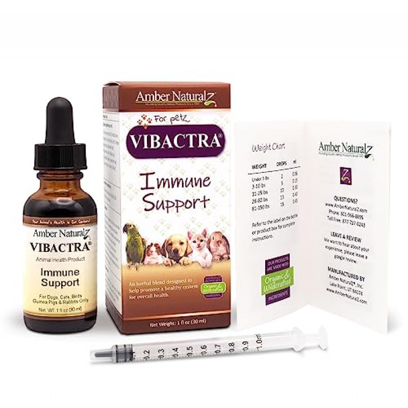 Amber NaturalZ Vibactra Immune Support - 항산화 성분이 풍부한 포뮬러로 활성산소 퇴치를 돕고, 건강한 치아와 잇몸을 지원하며, 건강한 장내 세균총을 유지하고, 상부 호흡기 건강을 지원합니다. 1 온스