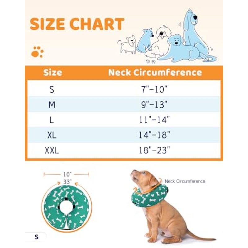 수술 후 Supet 풍선 개 콘 고리 대안, 수술 후 개 목 도넛 고리 복구 E 고리, 소형 중형 강아지 고양이를 위한 부드러운 개 콘