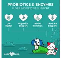 고양이와 개를 위한 프로바이오틱스 – 소화 효소, 고양이와 개 프로바이오틱스 및 소화 효소, 고양이와 개 프로바이오틱스 분말, 건강한 위와 소화 촉진 - 4 온스 분말 (120g)