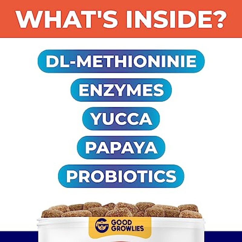 GOODGROWLIES 개를 위한 잔디 화상 지점 츄 - 오줌 잔디 지점 보호기 - 잔디 화상 지점을 위한 천연 소변 중화제 - 개 오줌 잔디 수리 - DL-메티오닌 함유 - 120 Ct