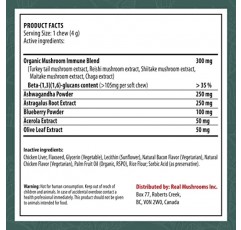 버섯 면역 지원 애완동물 츄(60ct) 개 간식 – 아슈와간다, 황기, 블루베리, 올리브 잎, 아세로라 및 개와 고양이를 위한 장 건강을 함유한 애완동물용 면역 강화 보조제