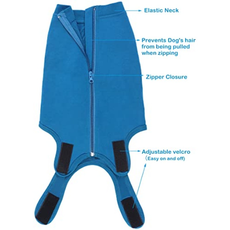 Caslfuca 개 수술 회복복 - 중성화 후, 복부 상처 수술 후 회복, 소형, 중형 및 대형 애완동물을 위한 핥기 방지 통기성 개 원피스, 대체 붕대 콘 E-칼라