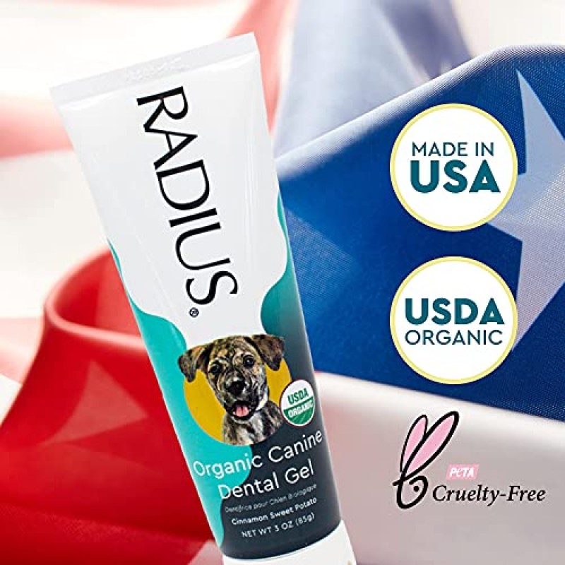 RADIUS USDA 유기농 반려견 애완동물 치약 2개, 3온스, 반려견용 무독성 치약, 치아 청소 및 치석 예방 및 플라그 제거에 도움이 되도록 설계됨, 자일리톨 없음