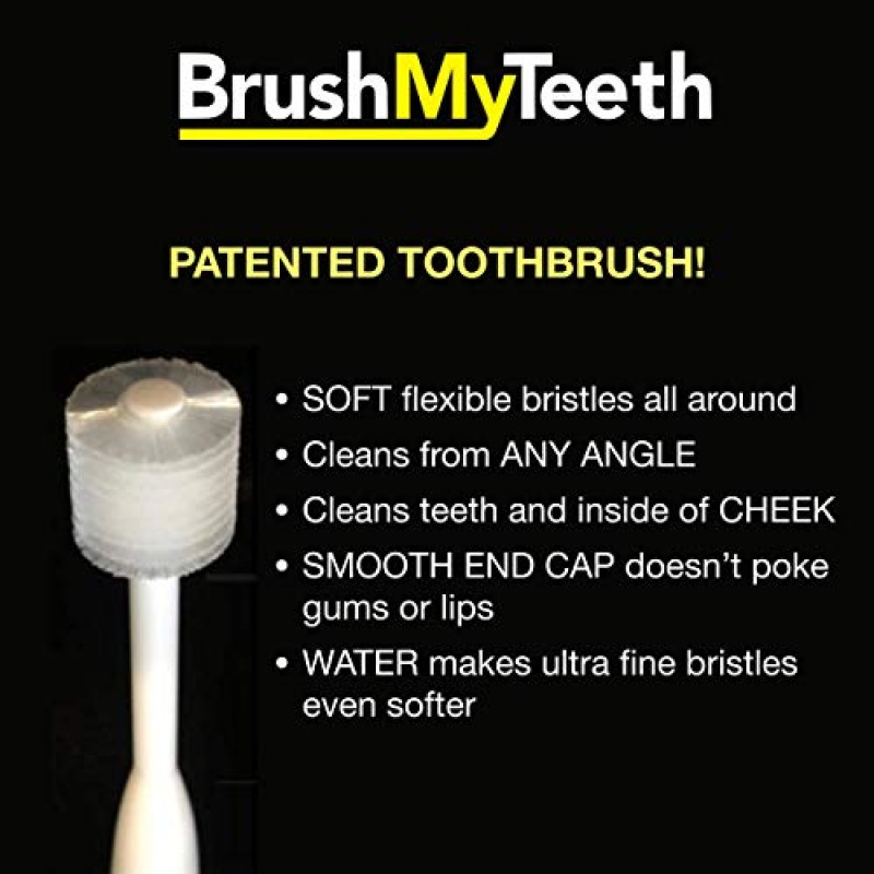 Brush My Teeth 중형견 칫솔 - 둥근 브러시 헤드 - 부드럽고 유연한 강모 - 강아지, 모든 중견종 또는 강아지를 위한 안전하고 부드러운 칫솔질을 위해 매일 칫솔질하면 건강한 삶이 수년 더 늘어납니다.