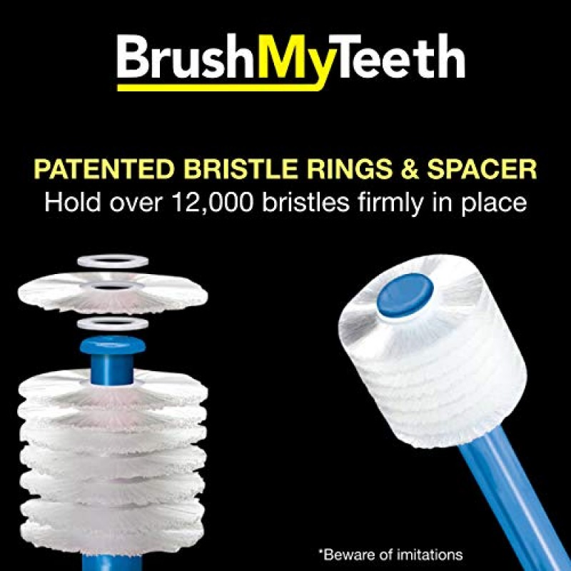 Brush My Teeth 중형견 칫솔 - 둥근 브러시 헤드 - 부드럽고 유연한 강모 - 강아지, 모든 중견종 또는 강아지를 위한 안전하고 부드러운 칫솔질을 위해 매일 칫솔질하면 건강한 삶이 수년 더 늘어납니다.