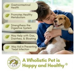 Wholeistic Pet Organics: 유기농 개 프로바이오틱스 및 소화 효소 분말 WholeBiotics 보충제, 개 소화 지원, 장 건강 개선 개와 고양이를 위한 좋은 박테리아