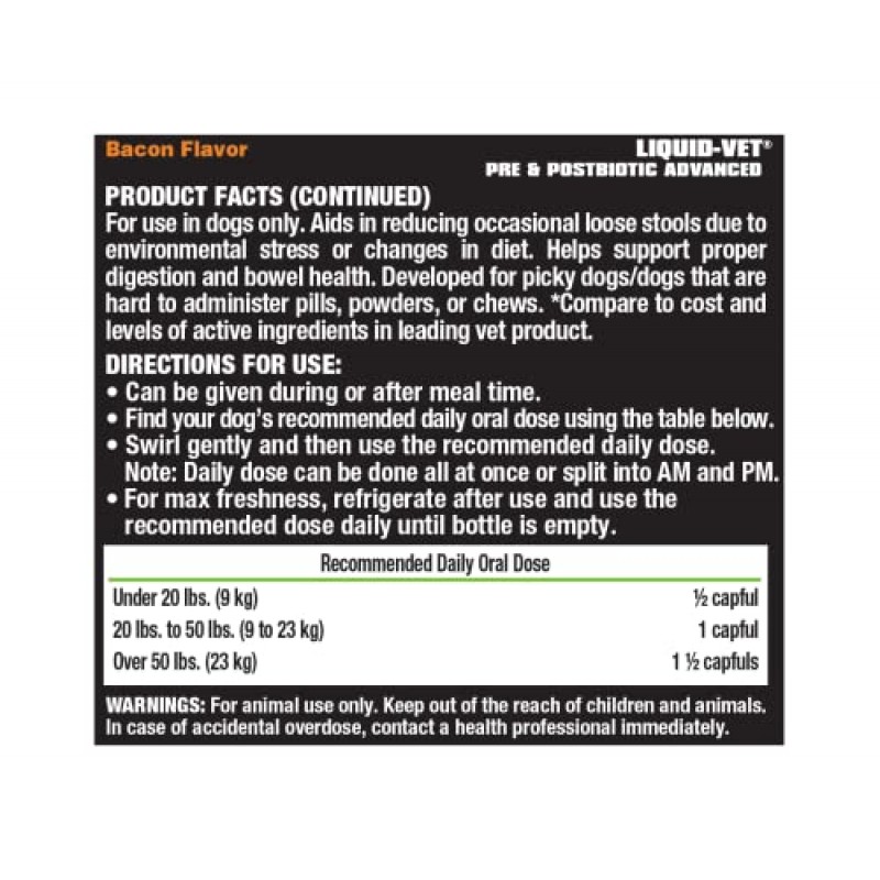 Liquid-Vet K9 Pre & PostBiotic Advanced (베이컨, 8oz/2팩)