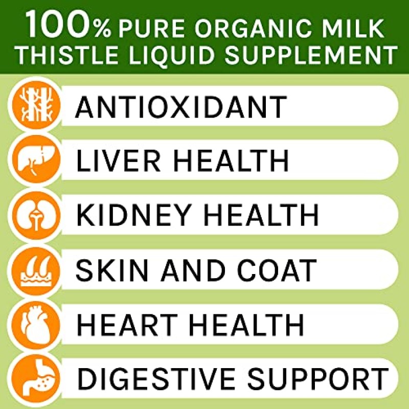 개와 고양이를 위한 밀크 엉겅퀴 - 간 지원 보충제 - 개 간 관리 - 고양이 & 개 간 정화 - 애완동물을 위한 액상 밀크 엉겅퀴 방울 - 간 보호 및 보호 - 미국산 - 2 액량 온스