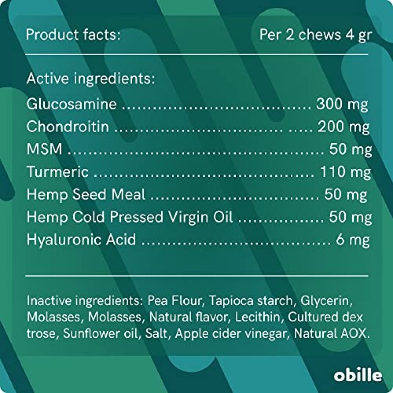 개를 위한 오빌 엉덩이 및 관절 대마 160 츄 12온스 – 개를 위한 관절 보조제, 뼈 성장을 자극하고 연골을 복원하며 뻣뻣함과 통증 수준을 줄이는 데 도움이 될 수 있습니다