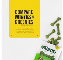 Minties VetIQ 개 치과용 뼈 간식, 초소형견용 치과 씹기(40파운드 미만), 120개