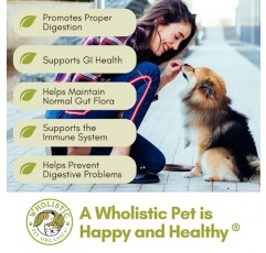 Wholeistic Pet Organics: 개를 위한 프로바이오틱 츄 소화 건강 - 60개 - 개 프로바이오틱스 및 소화 효소 - 장 건강 지원 면역 보충제는 개 소화 문제를 예방합니다