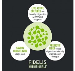 프리바이오틱 섬유가 포함된 FIDELIS 반려견 프로바이오틱 츄(소프트 츄 120개), 미국산, 천연 살아있는 배양균 프리바이오틱스 및 프로바이오틱스, 소화 및 면역 체계 건강, 수의사 제조