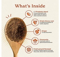 개와 고양이를 위한 Missing Link 소화 슈퍼푸드 보충제 파우더 - 섬유질, 7가지 프로바이오틱 블렌드 + 치커리 뿌리 프리바이오틱, 생강, 카모마일 - 일일 소화 및 장 건강 지원 - 1lb