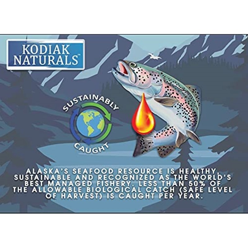 Kodiak Naturals 18온스 개와 고양이를 위한 야생 알래스카 연어 오일 포뮬러는 자연산 생선에서 추출한 EPA 및 DHA와 순수 어유를 균형 있게 혼합한 제품입니다. 피부와 털, 관절, 면역 건강을 지원합니다.