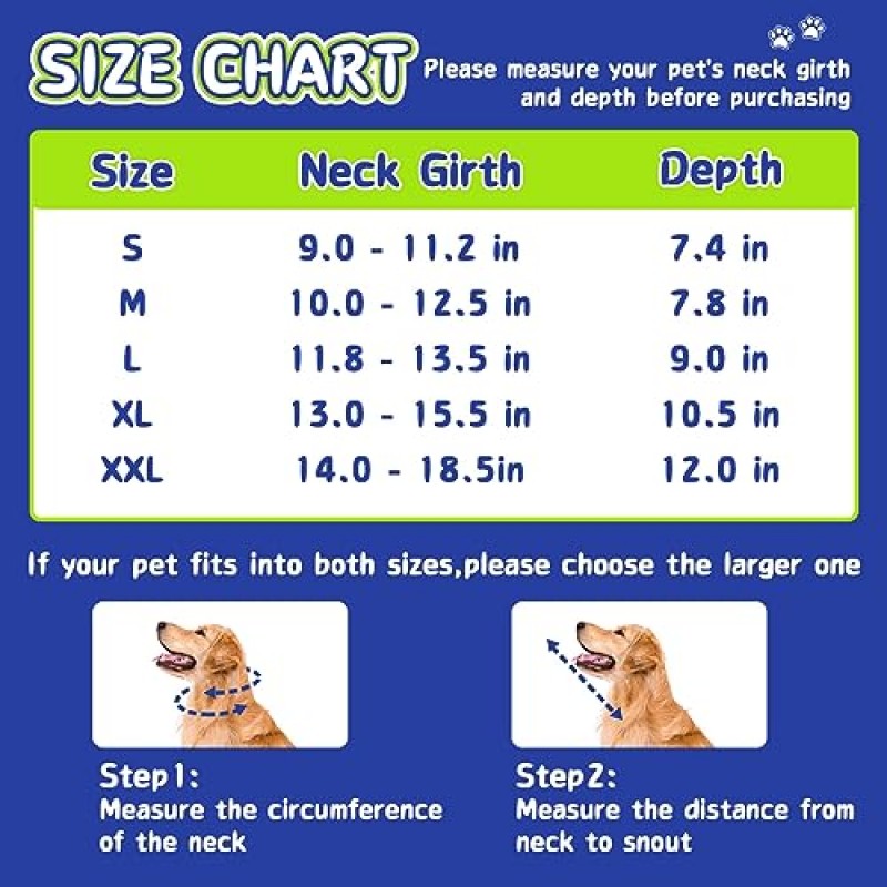대형견을 위한 Supet 개 콘, 소형 중형견을 위한 부드러운 개 콘, 수술 후 핥는 것을 멈추기 위한 개를 위한 편안한 콘, 개가 상처를 치유하는 데 도움이 되는 조절 가능한 애완동물 회복 칼라, L 블루