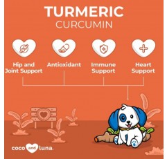 개를 위한 강황 - 개를 위한 항염증제 - 츄어블 300정 - 커큐민 및 바이오페린, 항산화제, 애완동물 이동성 촉진, 심혈관 건강 및 간 건강