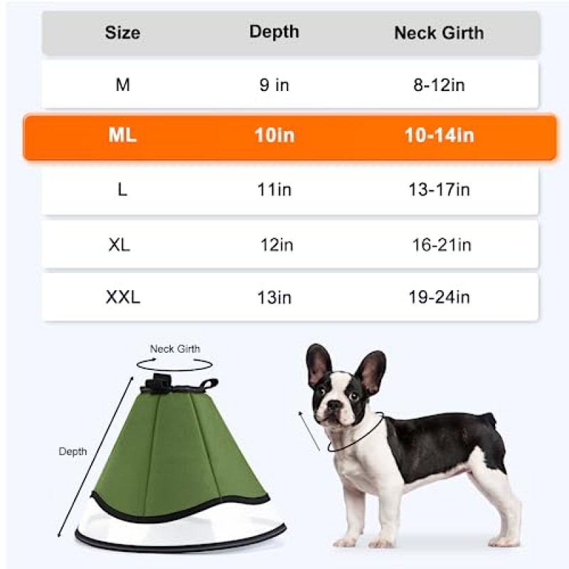 수술 후 개를 위한 FURTIME 개 콘, 작은 개를 위한 부드러운 개 콘, 애완 동물 복구 콘, 개를 위한 조절 가능한 E-칼라, 엘리자베스 칼라, 상처 핥는 것을 방지