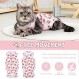 Due Felice 고양이 수술 복구 슈트 작은 개 수술 복구 Onesie 애완 동물 수술 후 여성 남성 고양이 강아지 핑크 레오파드/S