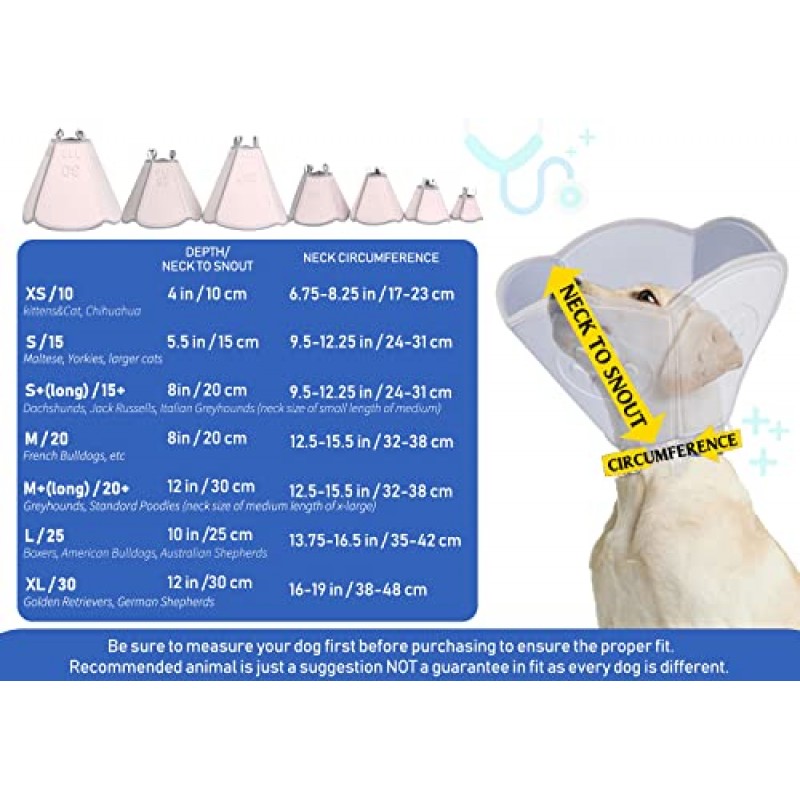 TAVAYVIP 조정 가능한 소프트 개 콘, 수술 후 개를 위한 회복 칼라 물린 방지 핥기 상처 치유, 엘리자베스 칼라(BE-L)