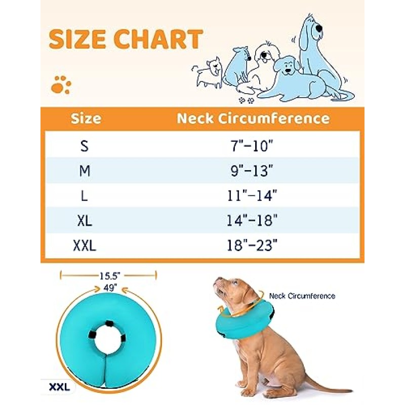 Supet 풍선 개 콘 칼라 수술 후 대안, 개 목 도넛 칼라 복구 E 칼라, 핥는 것을 멈추는 것, 중형 대형견을 위한 부드러운 개 콘