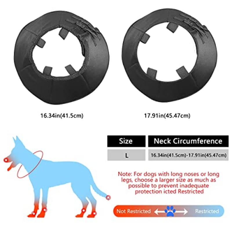 수술 후를 위한 개 콘 칼라, 개와 고양이를 위한 부드러운 애완동물 회복 칼라, 대형 중형견을 위한 컴포트 콘 칼라 보호 칼라, 내부는 편안한 봉제 소재 L(파란색)