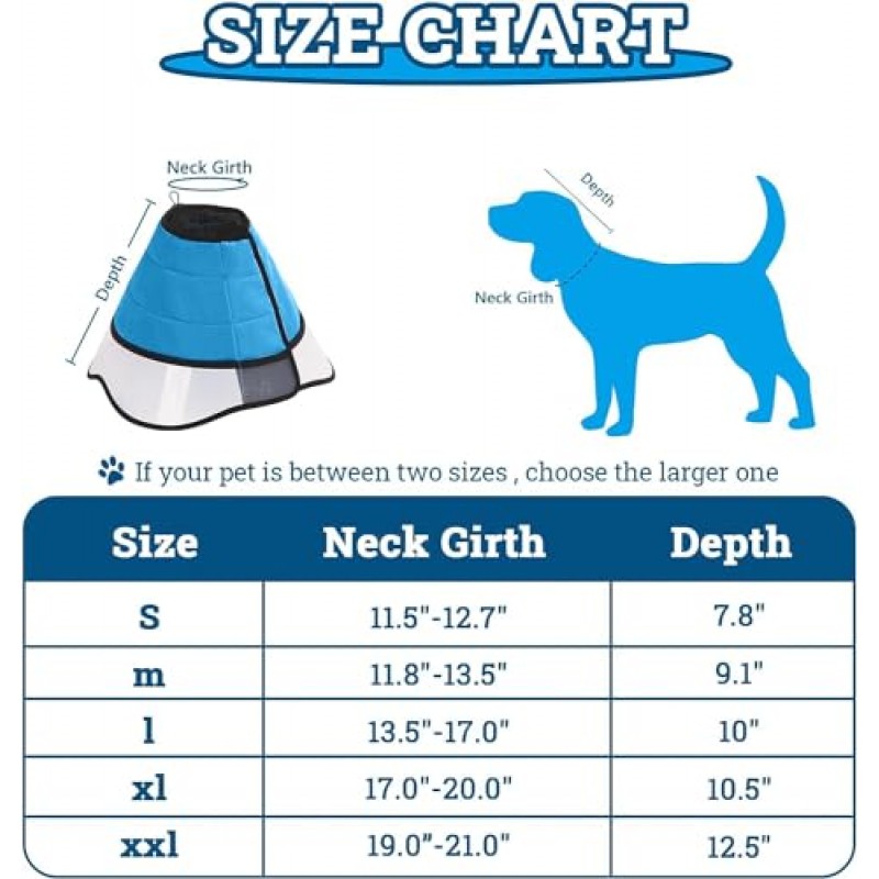 수술 후 Supet 개 콘 대안, 대형 중형견을 위한 부드러운 개 콘, 핥는 것을 멈추는 편안한 엘리자베스 개 회복 콘, 조절 가능한 애완 동물 회복 칼라