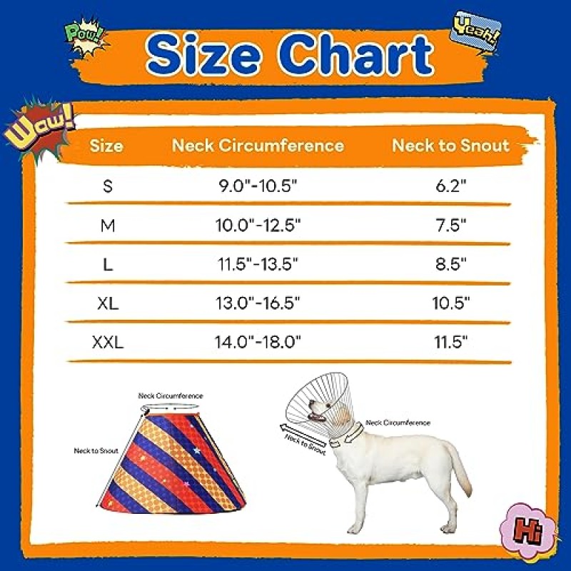 수술 후 GoGoPaw 개 콘 대안, 대형 중소형 개를 위한 부드러운 개 콘, 조절 가능한 개 콘 칼라, 보호 E-칼라 핥기를 멈추기 위한 내구성 있는 애완동물 회복 목 칼라(주황색, L)