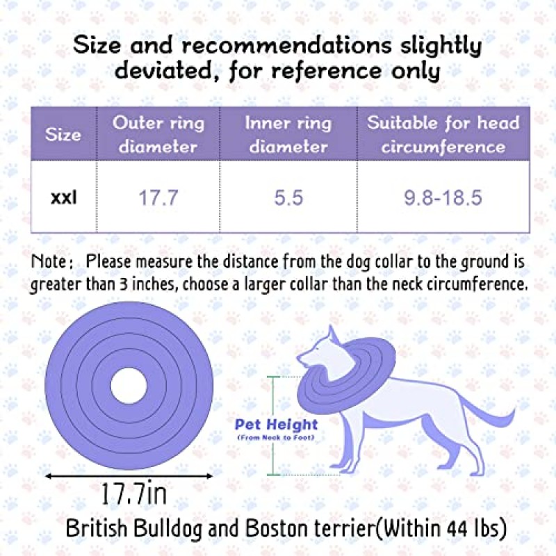 Apatal 개 도넛 고리, 강아지 콘 고리, 통기성 콘 편안한 개 수술 후를위한 부드러운 경량 애완 동물 회복 목 고리 애완 동물 고양이를위한 조정 가능한 보호용 엘리자베스 칼라 (XL)