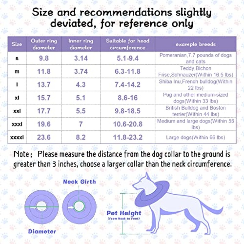 Apatal 개 도넛 고리, 강아지 콘 고리, 통기성 콘 편안한 개 수술 후를위한 부드러운 경량 애완 동물 회복 목 고리 애완 동물 고양이를위한 조정 가능한 보호용 엘리자베스 칼라 (XL)