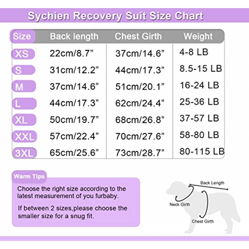 SyChien 개 회복복 여성, 분홍색 XX-대형 수술 회복 셔츠, 분홍색-흰색 줄무늬 XXL