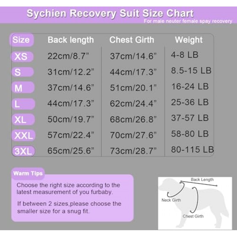 Sychien 개 수술 복구 슈트, 남성 중성 회복 작은 Onesie 여성 Spay Cone 대체 복구 슈트, 후프 & 루프 편안한 수술용 바디 슈트, 스트라이프 그레이 S