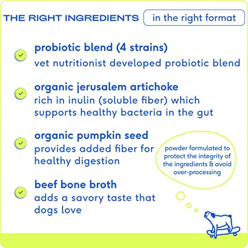 개를 위한 토종 애완동물 프로바이오틱 - 수의사가 만든 분말 소화 문제 개 + 프리바이오틱 뼈 국물 232그램 60억 CFU - 프로바이오틱스는 사랑입니다! (16.4온스)