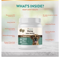 NaturVet Hemp 관절 건강 고관절 및 관절 지원 반려견 보조제 – 글루코사민, MSM, 콘드로이틴, 오메가 3, 비타민, 항산화제가 함유된 반려견용 소프트 츄 보충제 – 240Ct.