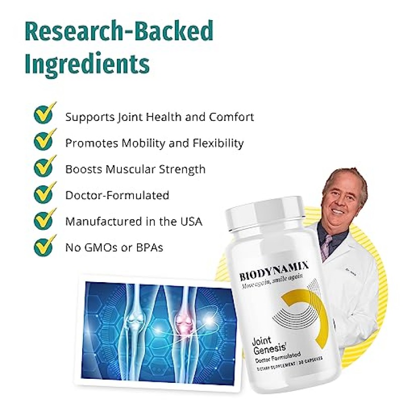 BioDynamix 조인트 제네시스, 조인트 서포트 포뮬러, 관절 기능, 편안함, 유연성 촉진, 30일분, 6팩