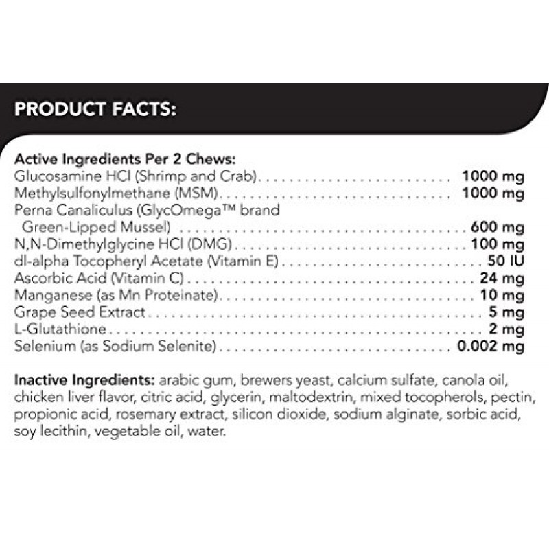 VETRISCENCE Glycoflex 3 임상적으로 입증된 개용 글루코사민 함유 고관절 및 관절 보조제, 360 츄 - 수의사가 권장하는 DMG, MSM 및 Perna 함유 이동성 지원 보조제