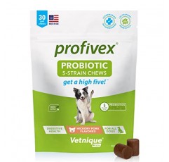 Vetnique Labs Profivex 5종 프로바이오틱 소프트 츄(30ct) 및 Glandex 항문샘 지원 땅콩 버터 소프트 츄(120ct) 개 번들용