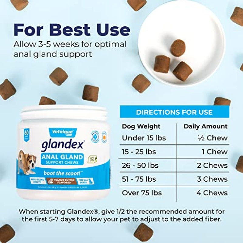 Glandex 항문샘 지원 츄 60개 및 Activebliss 엉덩이 및 관절 츄 60개 | 땅콩 버터, 히코리 치킨, 개와 고양이를 위한 프로바이오틱스, 개를 위한 글루코사민, 개를 위한 훈련용 간식