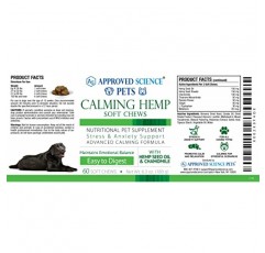 Approved Science Pets Calming Hemp Soft Chews - 반려견의 긴장을 풀어줍니다 - 치킨 맛 - 소화하기 쉬움 - 모든 반려견 유형 - 180 소프트 츄 - 3개 팩