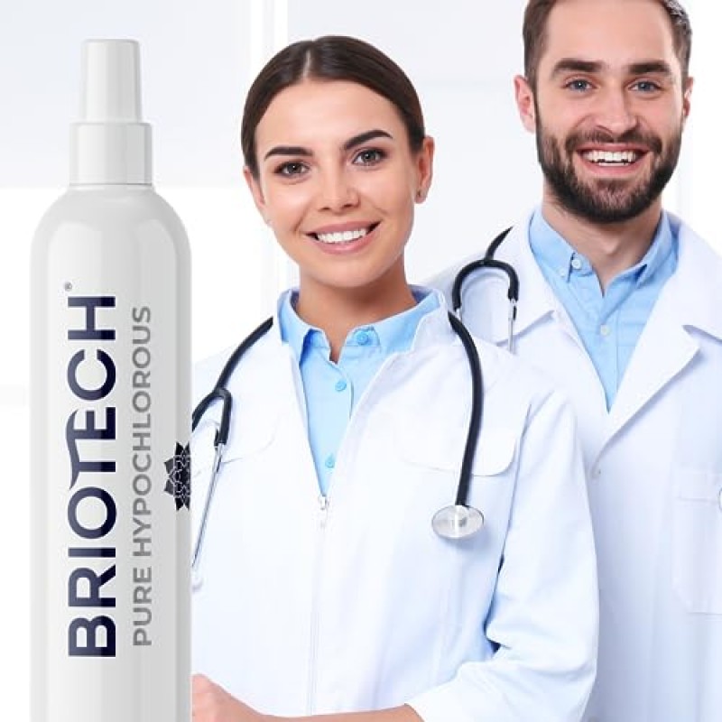 BRIOTECH 순수 차아염소산 스프레이 및 클렌저, 오리지널 프리미엄 HOCl 솔루션, 국소 스프레이, 다목적 세척제, 가족 승인 및 애완동물 친화적, 포장은 다를 수 있음