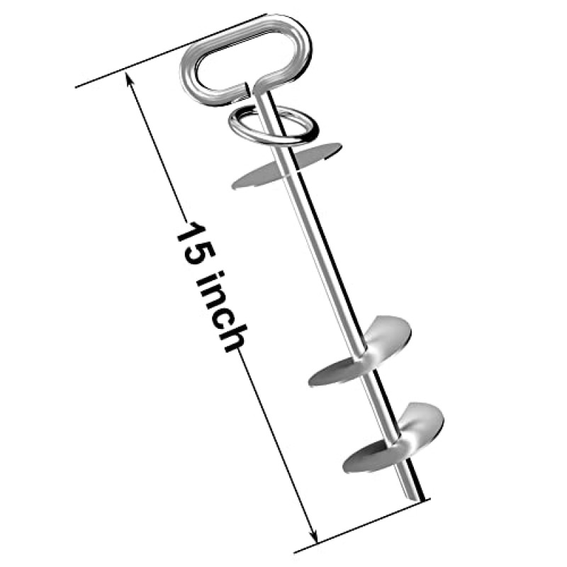 Eurmax USA 헤비 듀티 앵커 키트 도그 타이 아웃 트램펄린, 텐트, 방수포, 캐노피, 자동차 포트, 도그 타이 아웃, 보너스 도그 타이 아웃 케이블(실버)용 지상 나선형 앵커 스테이크
