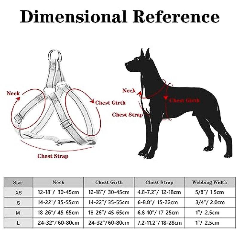 개 하네스의 Plutus Pet Step, 반사, 조절 가능, 금속 버클로 고정, 강아지, 소형, 중형 및 대형견용 쉬운 산책용 개 하네스, 빨간색, M