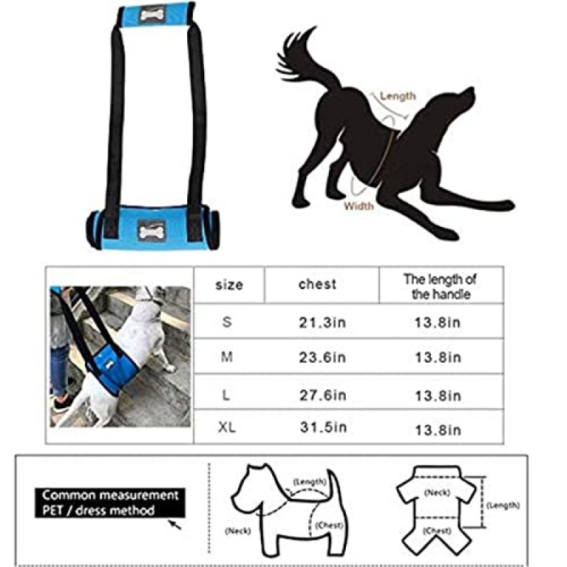 뒷다리용 opsient 휴대용 개 슬링 개 보조용 후방 리프트를 돕는 엉덩이 지지 하네스 소형 중형 및 대형견용 십자인대 재활 뒷다리 지지대